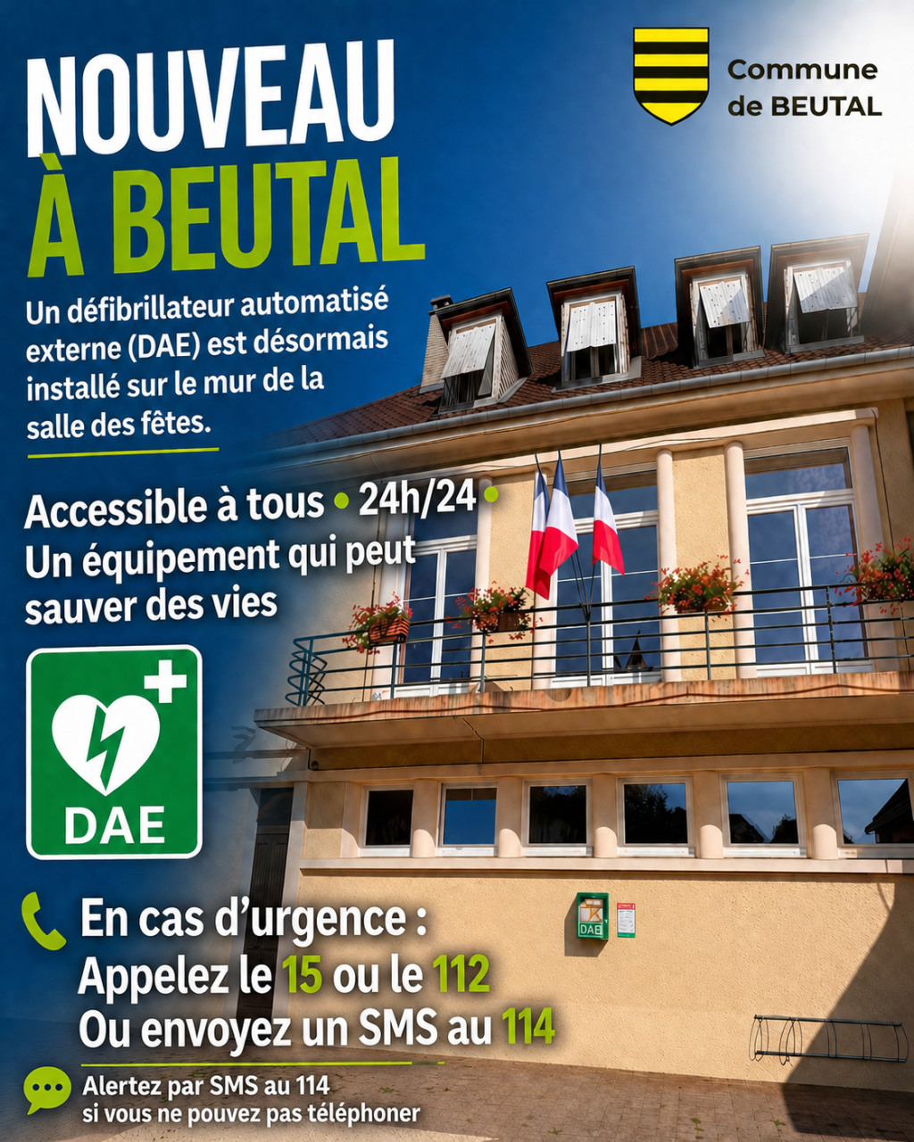 Installation d'un défibrillateur à Beutal !